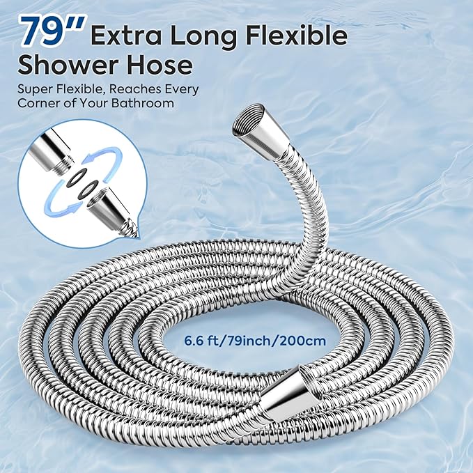 Filtered Shower Head with Handheld – High Pressure Hand Held Shower Head for Hard Water with Filters, 79" Long Hose & Powerful Wide Fan Spray, Removes Chlorine and Impurities (Chrome)