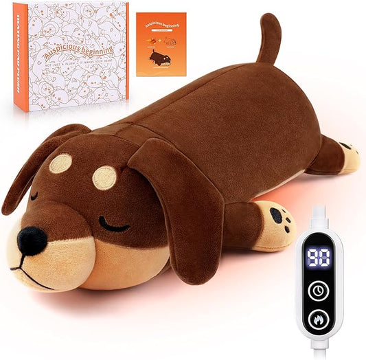 Electric Heating Pad for Period Cramps, Cuddly 14‘’ Dachshund Dog Plush with a Hot Soft Belly USB Powered, Menstrual Heating Pad Neck Shoulder Pain Relief, Gift for Daughter Wife Period Heating Pad