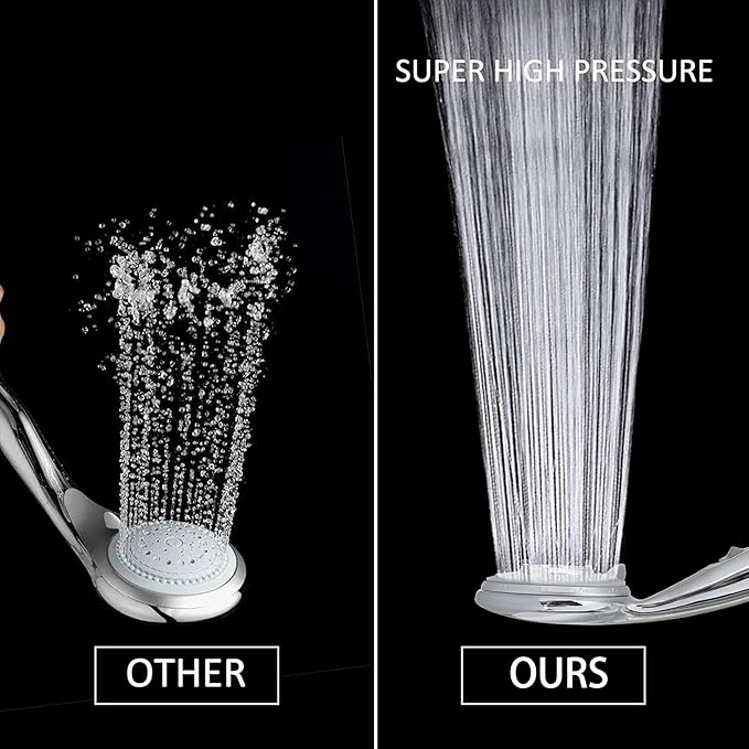 Handheld Shower Head with On/Off Switch - High Pressure 5 setting mode, Stainless Steel 6.5 ft extra long hose and Bathroom Kit Included, Universal Adapter Holder Mount for Wall,Chrome Finish