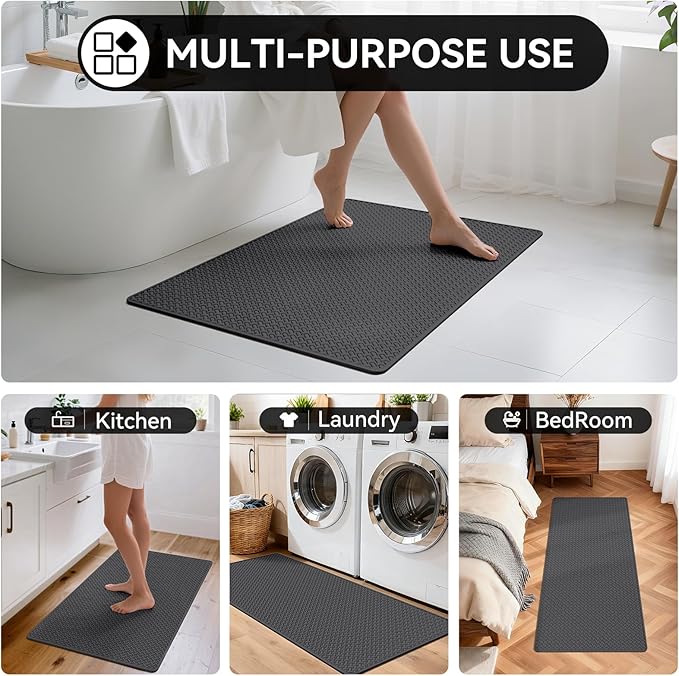 YDKGL Bathroom Rugs Non Slip, Extra Soft Absorbent Quick Dry Bath Mats, Foam Weave Texture Thin Bath Rugs Washable with Rubber Backing, 24" x 48“