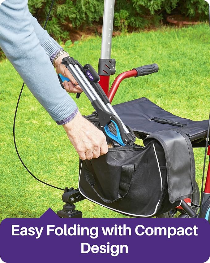 KEKOY Pro 32-inch Reacher Grabber Pickup Tool 2 Pack, Foldable Grabbers for Seniors Heavy Duty Pick Up Trash Stick with Anti-Slip 360° Rotating Jaw, 4" Wide Extended Weed Gripper Claw with Magnet