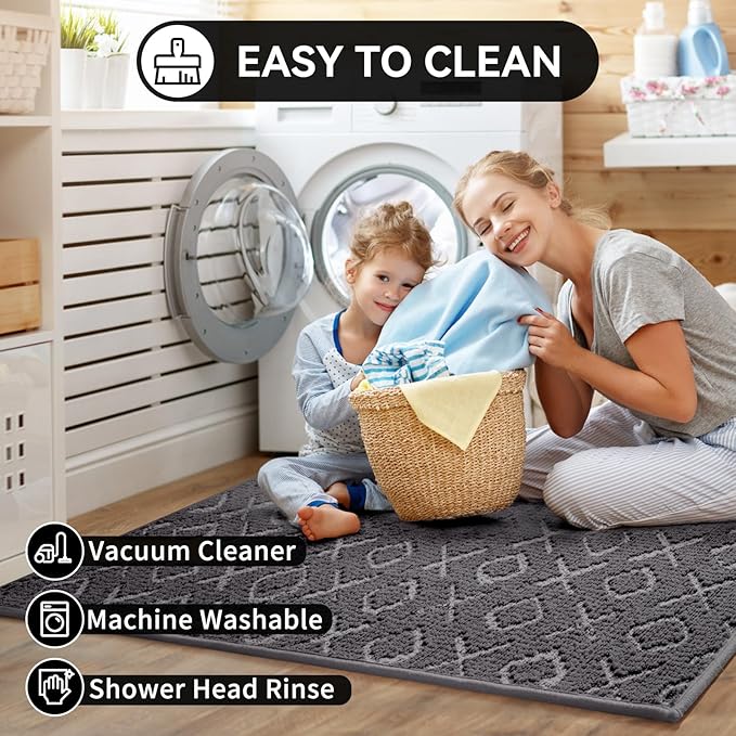YDKGL Bathroom Rugs Non Slip, Super Absorbent Quick Dry Bath Mat, Rubber Backing Ultra Thin Bathroom Mats Fit Under Door Bathroom Floor Bathtub Shower