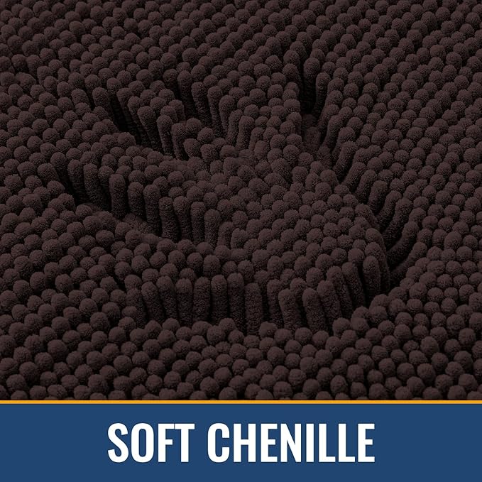 Arotive Bathroom Rugs 47x32, Extra Soft Absorbent Shaggy Chenille Bath Rugs, Machine Washable Rubber Backing Non-Slip Bath Mats for Bathroom Floor Tub and Shower, Home Decor Accessories, Brown