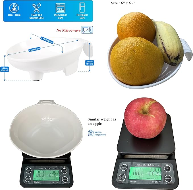 Adaptive Feeding Bowl for Elderly and Disabled Adults – Non Spill Scoop Bowl for One-Handed Eating, Arthritis, Parkinson’s and Stroke Recovery Eating Aid by Senior ICare