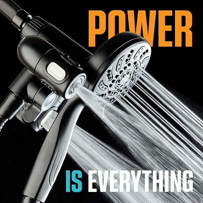 Aquadance High Pressure 156 Setting 14 Zone Shower Head & Handheld 3-way Combo System - Magnetic Docking, 314 Power Jets, Dual Adjustable Arms, 6 ft. Metal Hose, Matte Black Finish, Top American Brand