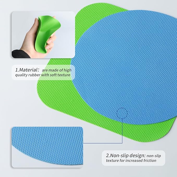 8PCS Jar Gripper Pads - Rubber Husband Jar Opener, Kitchen Coasters for Seniors with Arthritis (Light Blue, Green)
