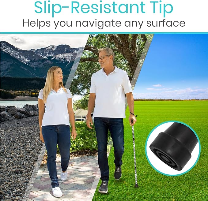 Vive Folding Cane - Foldable Walking Cane for Men, Women - Fold-up, Collapsible, Lightweight, Adjustable, Portable Hand Walking Stick - Balancing Mobility Aid - Sleek, Comfortable T Handles