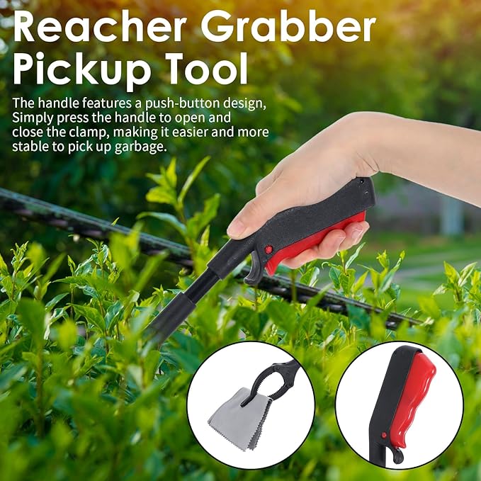 Mabor 2-Pack Grabber Tool with 360° Rotating Jaw – Lightweight Trash Grabber Pickup Stick for Seniors, Gardening, and Household Use (Black)