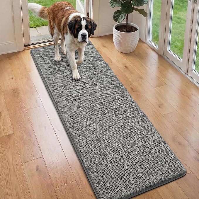 Bcoimo Super Absorbent Dog Door Mat, 60"*24" Anti Slip Mat for Muddy Paws, Pet Rugs for Dirty Paws Washable that Absorbs Moisture and Dirt, for Dog Cage and Pet Resting Carpet