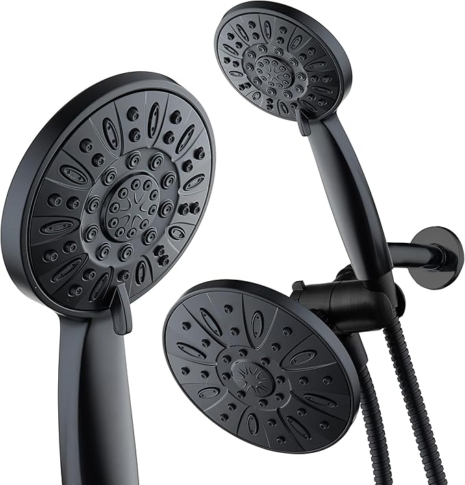 AquaDance Premium High Pressure 3-Way Rainfall Combo Combines The Best of Both Worlds-Enjoy Luxurious Rain Showerhead and 6-Setting Hand Held Shower Separately or Together, Matte Black