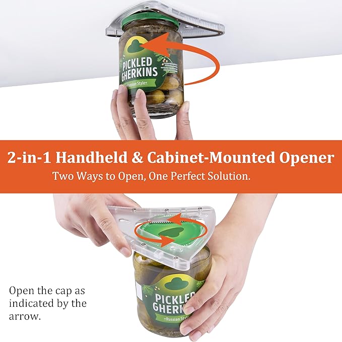 Uinxan Jar Opener for Weak Hand & Seniors with Arthritis,Handheld & Under Kitchen Cabinet-Twist Off Bottle Caps,One-Handed Magnetic Lid Open,Unique Gadget–Gift for Elderly,Women&Men (Blue)