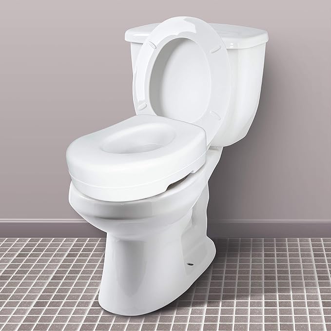 Carex Toilet Seat Riser, Adds 5 Inches of Height, Elevated and Raised Toilet Seat with 300 lbs Capacity, Standard Riser for Elderly and Handicap, Universal, Slip-Resistant, White