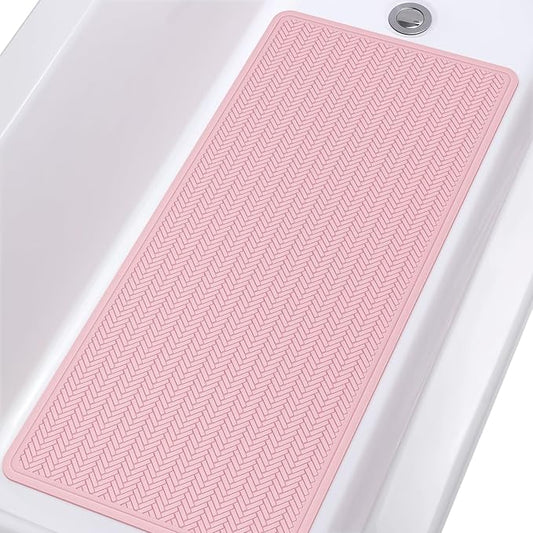 OTHWAY Bathtub Mat Non Slip, Extra Long Rubber Bath Mat for Tub, Machine Washable Shower Anti Slip Mat with 332 Strong Suction Cups (Pink, 36" x 17")