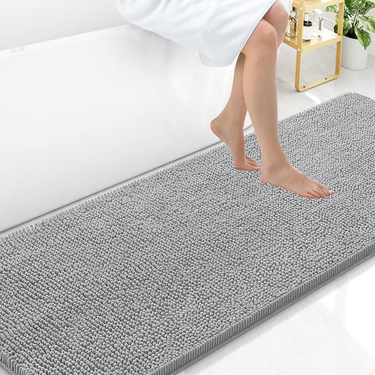 Arotive Bathroom Rugs 70x24, Extra Soft Absorbent Shaggy Chenille Bath Rugs, Machine Washable Rubber Backing Non-Slip Bath Mats for Bathroom Floor Tub and Shower, Home Decor Accessories,Light Grey