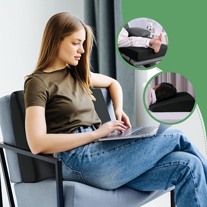 BALAPET Large Recliner Leg Pillow, Memory Foam Recliner Cushion Wedge Shape Recliner Footrest Extender,Leg、Back and Lumbar Support Pillow with Adjustable Elastic Straps(Black)