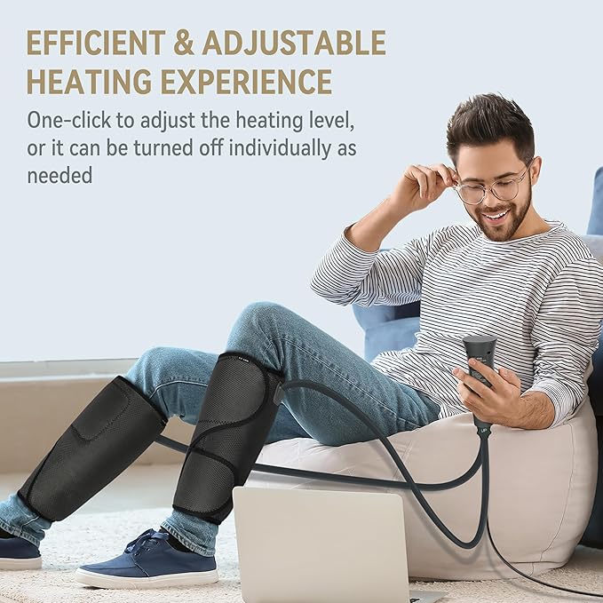 FIT KING Leg Massager with Heat Air Compression Calf Massager for Circulation Helpful for Pain Relief RLS Edema and Relaxation - Great Gift for Wife Mom