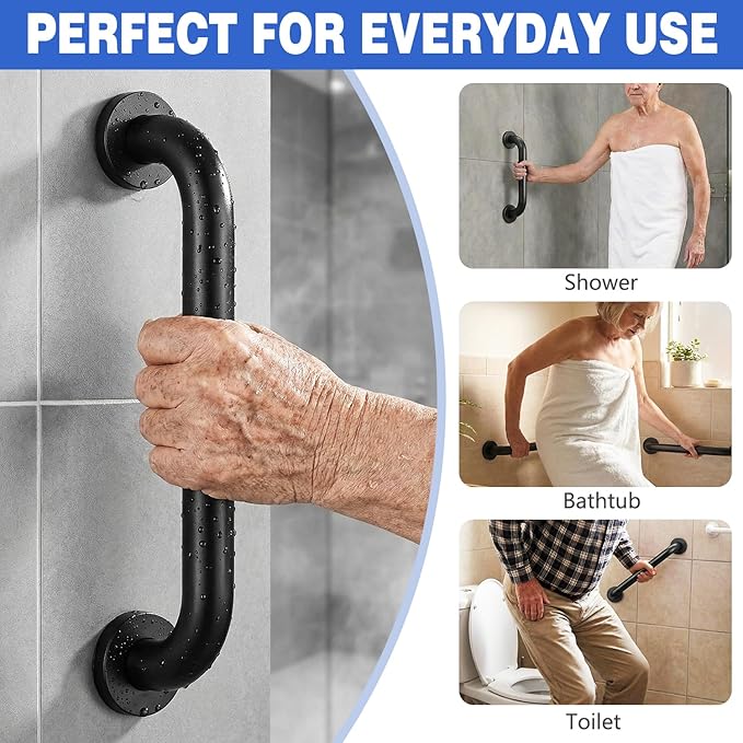 Safety Grab Bars for Bathroom, 16 Inch 304 Stainless Steel Handrail, Non-Slip Shower Grab Bar for Toilet, Tub & Stairs, Indoor & Outdoor Wall Mount, Supports 500 lbs (2 Pack)