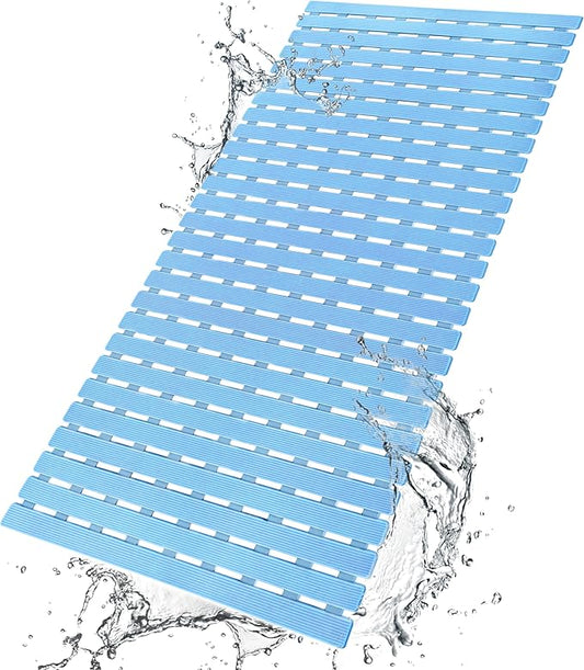 BEMISO Shower Mat Non Slip Bathtub Mat with Suction Cups and Drain Holes 37.4 x15.7 Inch Bath Mat for Tub & Shower.Easy Dry,Easy to Cut,Eco-Friendly