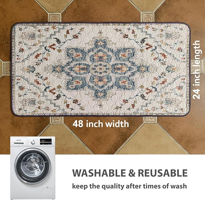 nunubaby 4PACK Washable Pee Pads for Dogs, Stylish, Non-Slip and Leak-Proof Pee Pads. Reusable Potty Pads for Dogs for Crates and Floors.(Beige/Floral, 24" x48" )
