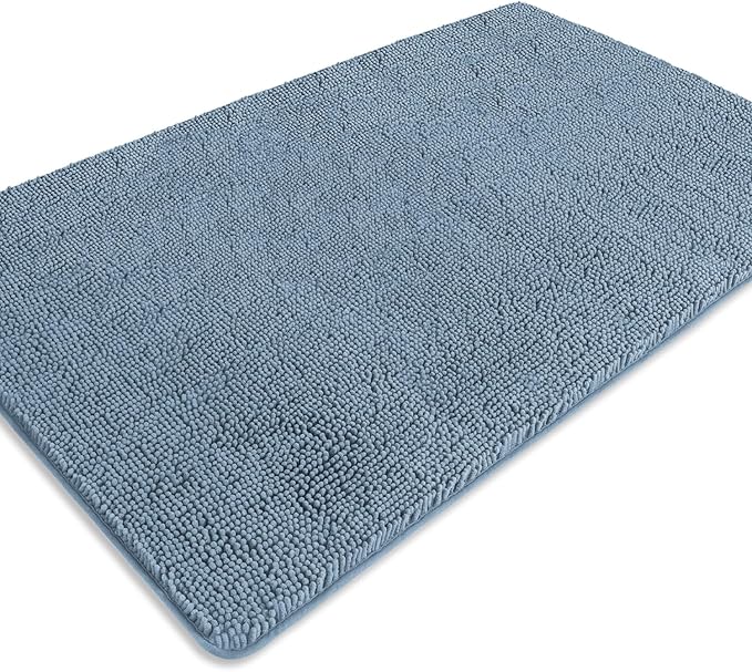 Bathroom Rugs 36 x 60 Inch – Extra Large Bath Mat | Absorbent and Washable Thick Chenille Bath Rugs Non-Slip Runner Rug for Bathroom, Shower, Tub(Blue)
