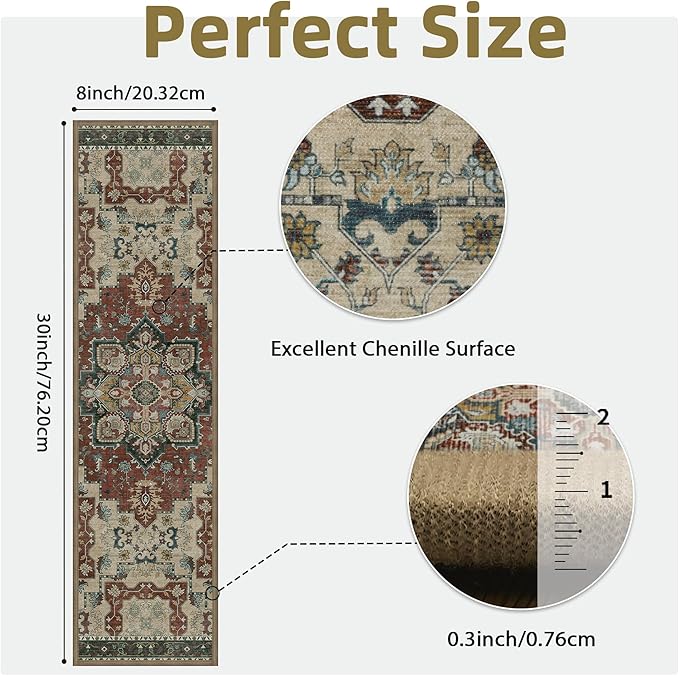 Non Slip Stair Treads for Wooden Steps 15PCS - 8"x30" Indoor Safety Carpet, Edging Mats with TPE Adhesive Backing, Pet and Elderly Friendly Stair Rugs (Annatto)