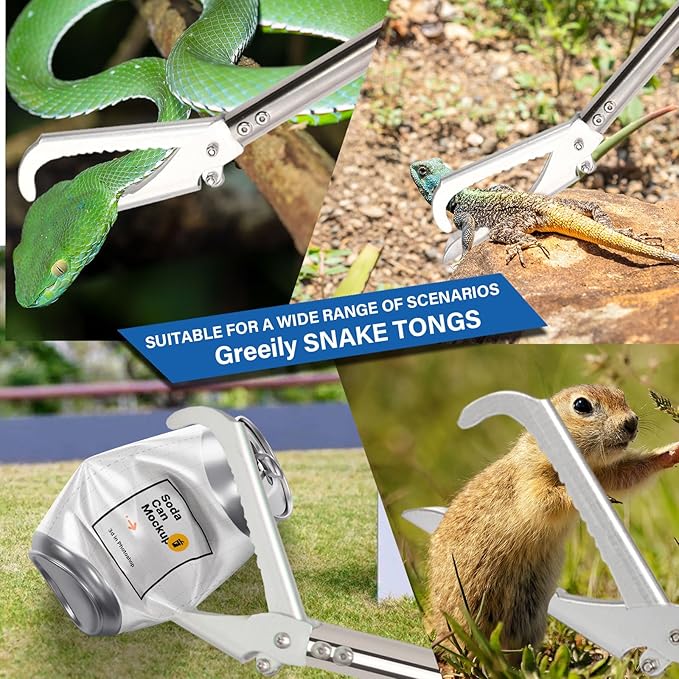 Snake Grabber Tool, 55inch Snake Tongs for Rattlesnake Reptile Tongs Long Catcher Reach Grabber Heavy Duty and Made of Stainless Steel Tube Sponge Handle (55inch (black))
