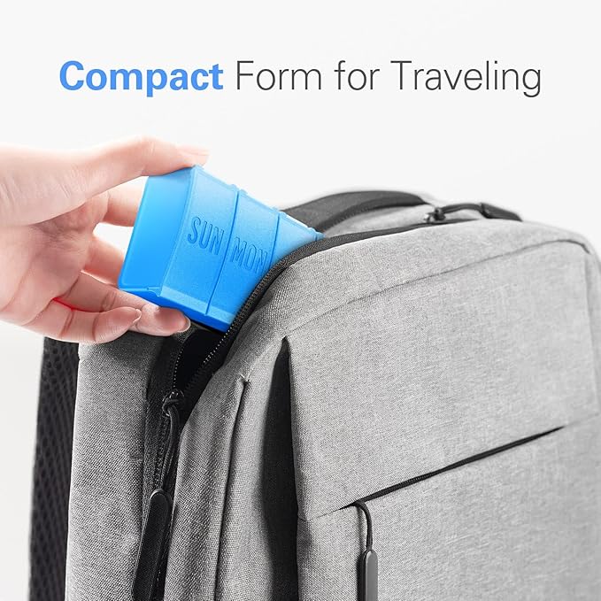 Barhon Large Weekly Pill Organizer, Big Vitamin Organizer Case for 7 Day, Travel Medicine Pill Box to Hold Various Supplements and Fish Oil, Light Blue