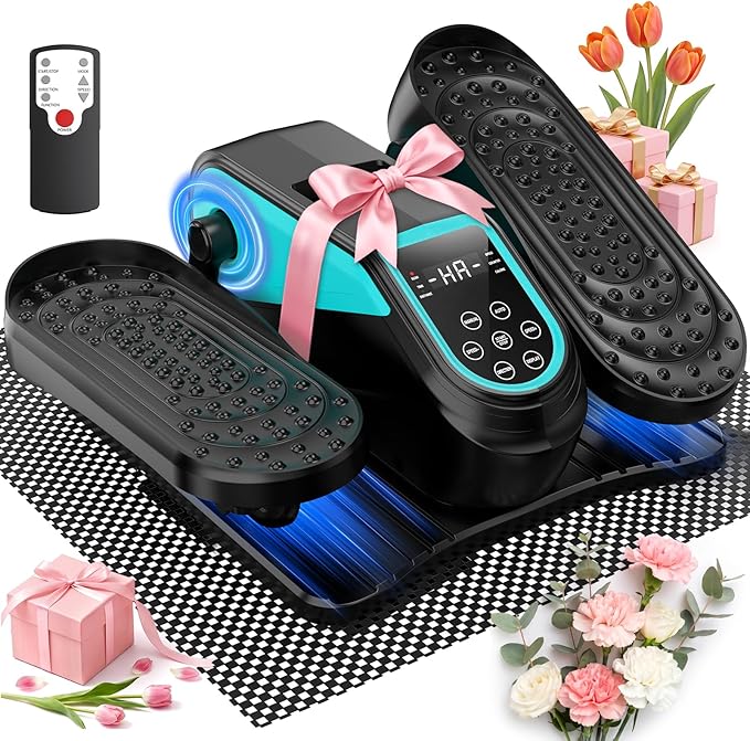 VIVURN® 023 Under Desk Elliptical Mini Electric Leg Exerciser for Senior, 12 Speeds RF Remote Display Monitor Non-Slip Mat, Quiet & Compact Seated Pedal Exerciser for Home Office Gift for Mom Dad
