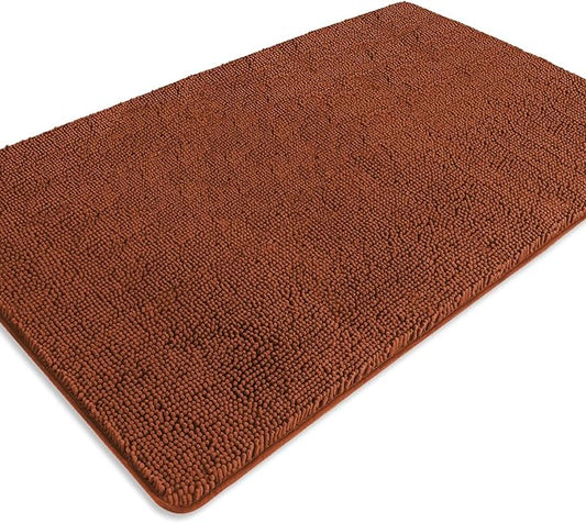 Bathroom Rugs 36 x 60 Inch – Extra Large Bath Mat | Absorbent and Washable Thick Chenille Bath Rugs Non-Slip Runner Rug for Bathroom, Shower, Tub(Rust)