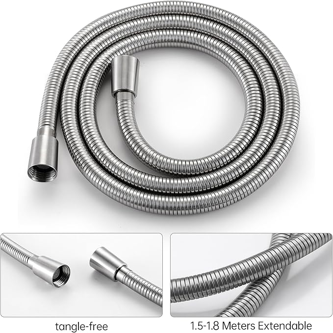 KES Bathroom Handheld Shower Head with Extra Long Hose and Bracket Holder Brushed Stainless Steel, LP150-BS