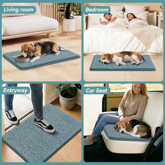 Bcoimo Super Absorbent Dog Door Mat, 36"*24" Anti Slip Mat for Muddy Paws, Pet Rugs for Dirty Paws Washable that Absorbs Moisture and Dirt, for Dog Cage and Pet Resting Carpet