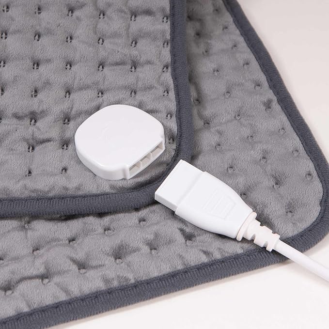 RAINOVA Heating Pad Electric Throw for Back Pain & Cramps Relief, 12''x24'' Electric Pad with Auto Shut Off, Heat Pad 6 Heat Settings,Christmas Gifts for Women, Men, Mom, Dad(Gray)