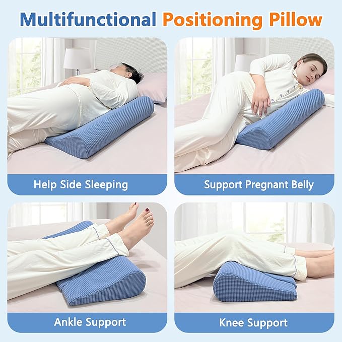 Bed Sore Turning Wedge Pillow for Side Sleeping, Positioning Medical Wedges, Pillows for Bedsore, Pressure Ulcer Cushion, Adult Incline Foam Wedge, Pillow for Bedridden Patients Back Pain Relief