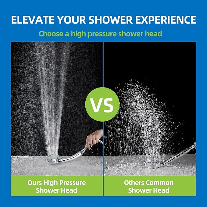 High Pressure Handheld Shower Head with ON/OFF Pause Switch 3 Spray Modes Water Saving High Pressure Shower Heads,Detachable Showerhead Equipped