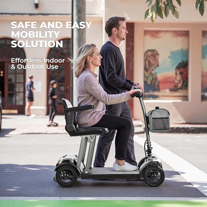 Metro Mobility Powered Mobility Scooters, 4 Wheel Mobility Scooters for Adults, 265 lbs Capacity Folding Mobility Scooter Lightweight, 10 Miles Long Travel Range Scooter with USB Charger Port Black