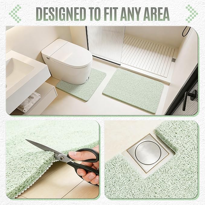 Joyhalo Shower Mat Bathtub Mat Non Slip, Bathmats Non Slip, Quick Drying Foot Scrubber Loofah Mats for Shower, Tub, Bathroom, Home, 32x24inch, Mint Green
