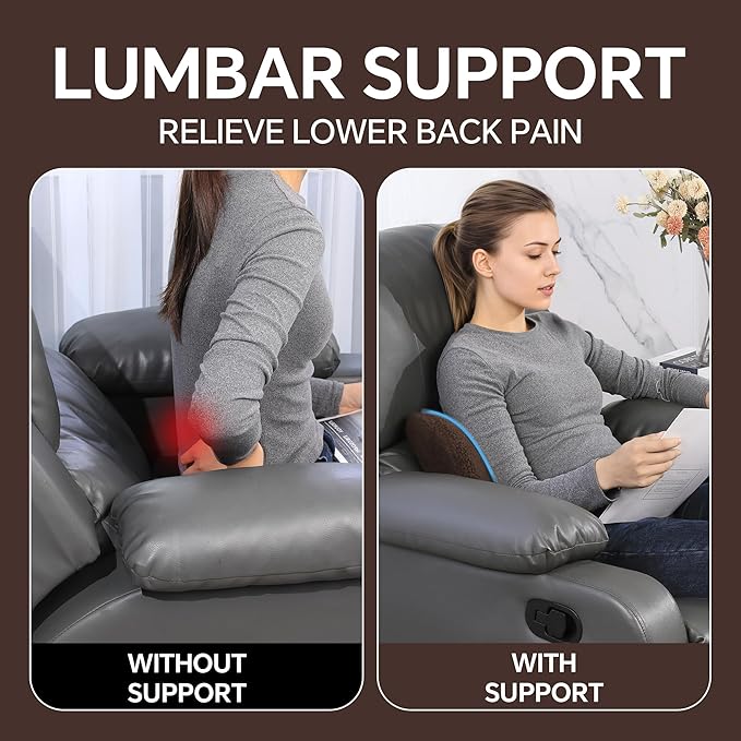 ROYALAY Sherpa Lumbar Support Pillow for Recliner, Memory Foam Back Pillow for Chair, Warm Couch Back Cushions for Elderly with Machine Washable Cover, Lumbar Pad for Car Office Chair, Brown