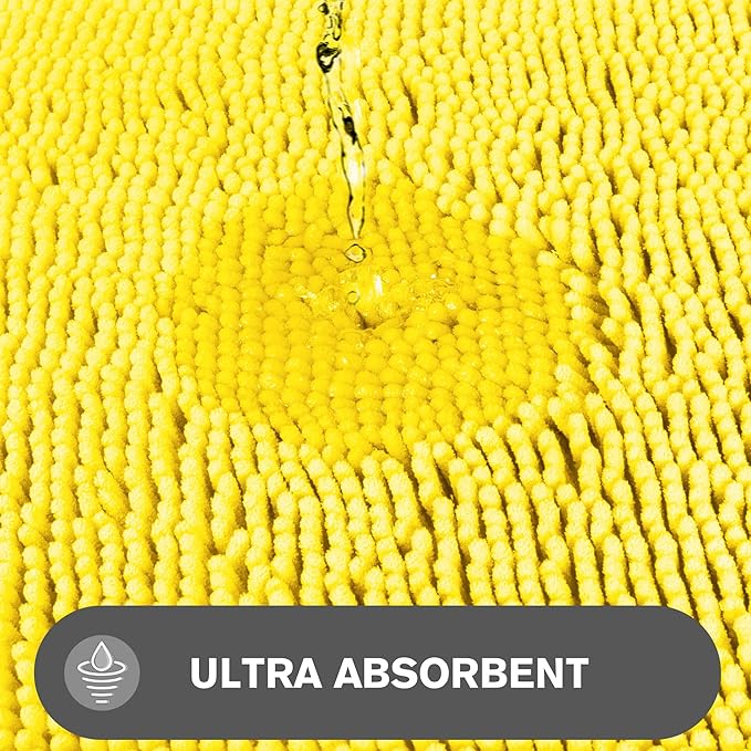 Bathroom Rugs 30 x 50 Inch – Extra Large Bath Mat | Absorbent and Washable Thick Chenille Bath Rugs Non-Slip Runner Rug for Bathroom, Shower, Tub(Yellow)