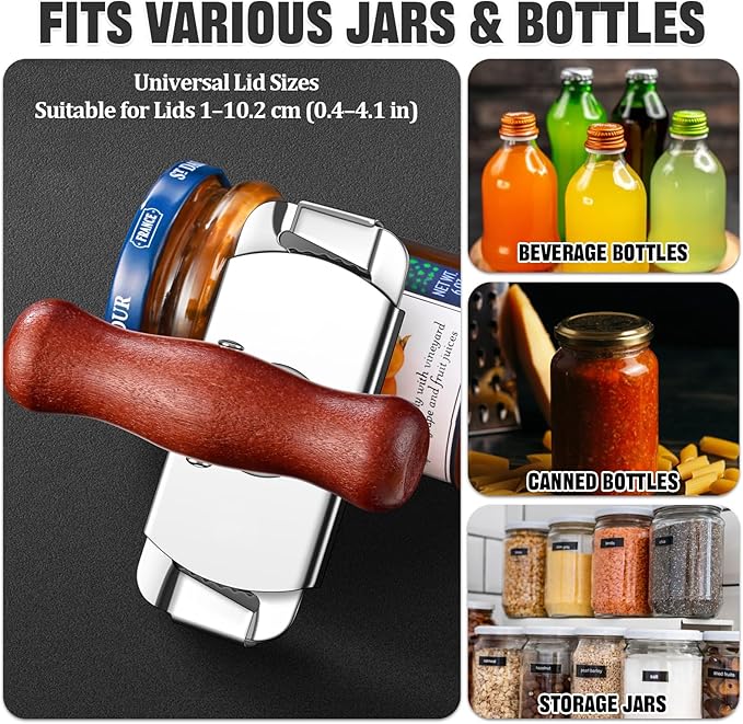 2 Pack Jar Opener -Cap Crack Jar Opener for Seniors and Weak Hands,Multifunctional Adjustable Jar Opener,Heavy Duty Stainless Steel,Easy Twist to Open Stubborn Jar and Bottle Lids
