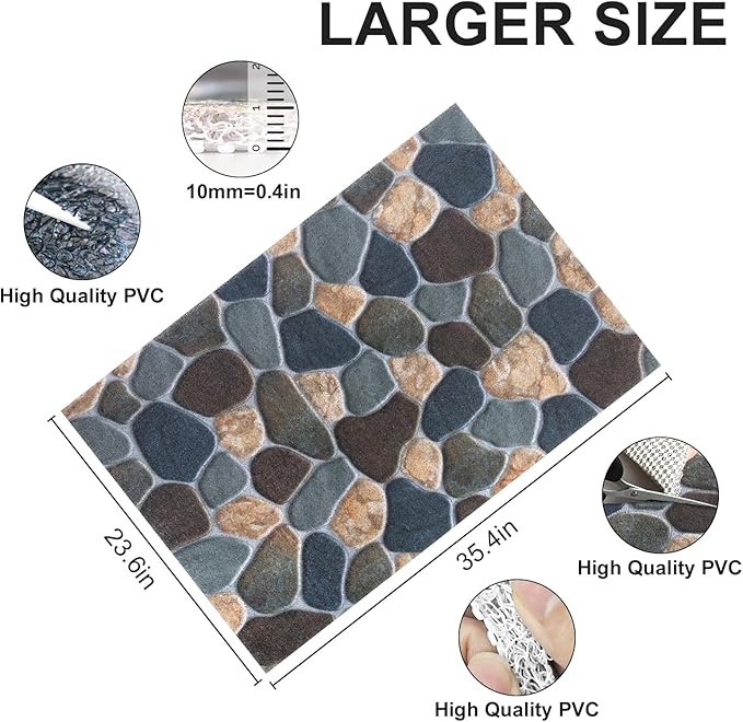 Extra Large Shower Mat: 24 X 36 Inch Stylish Shower Mats for Inside Shower - Soft PVC Loofah Trimmable Non Slip Shower Mat for Elderly, Quick Drying