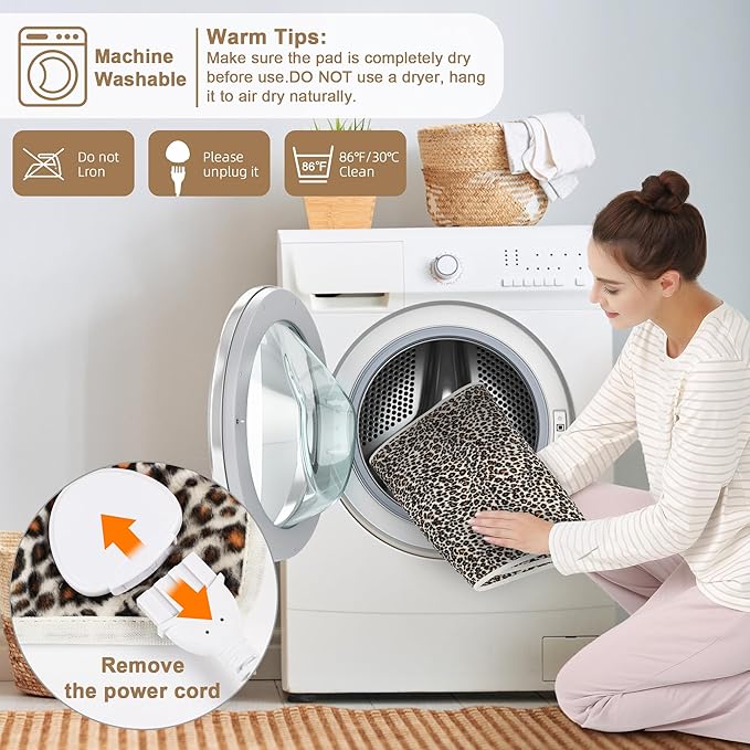Deepsoon Heating Pad,Electric Heating Pads for Back,Neck,Moist Heating Pad for Abdomen Shoulder Knee Legs,Dry/Moist Heat&Auto Shut Off,Mother's Day Birthday for Men and Women,Leopard Print,24x20 Inch