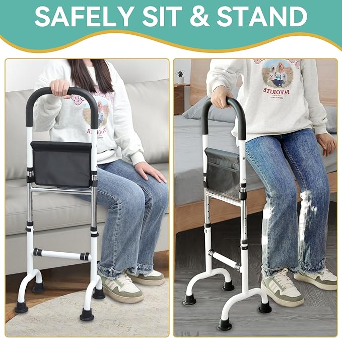 Stand Assist Aid for Elderly, Adjustable Safty Mobility Aids Rail for Couch Chair Toilet, Non-Slip Standing Assist Device with Heavy-Duty Steel Frame, Sit to Stand Support for Seniors