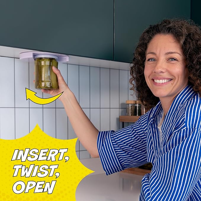POPDATJAR Under Cabinet Jar Opener - Stainless Steel Lid Opener For Seniors With Arthritis & Weak Hands - Ideal for Any Size Lid - Easy, One-Handed Kitchen Gadgets & Elderly Must Haves