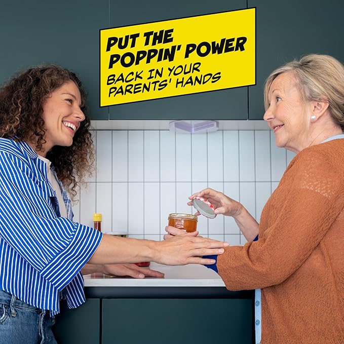 POPDATJAR Under Cabinet Jar Opener - Stainless Steel Lid Opener For Seniors With Arthritis & Weak Hands - Ideal for Any Size Lid - Easy, One-Handed Kitchen Gadgets & Elderly Must Haves