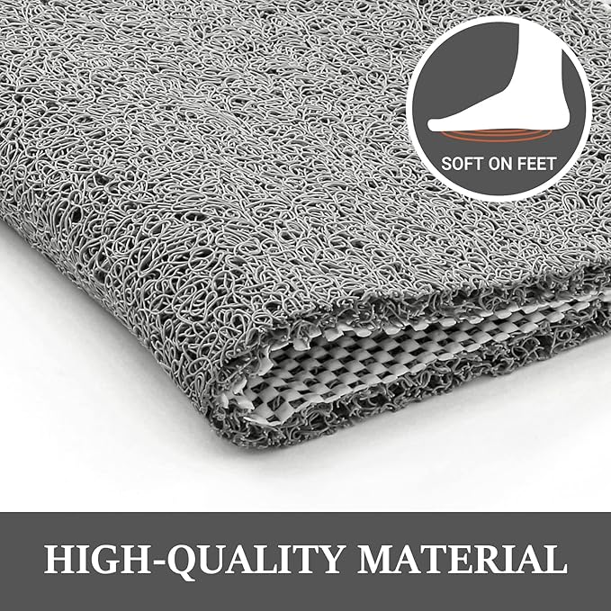 LuxStep Shower Mat Bathtub Mat,24x24 inch, Non-Slip Bath Mat with Drain, Quick Drying PVC Loofah Bathmat for Tub,Shower,Bathroom (Phthalate Free,Grey)