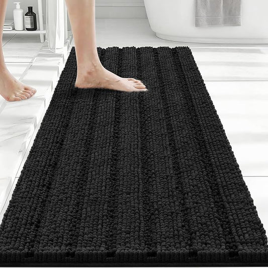 Bcoimo Large Bathroom Rug, Chenille Bath Mat with High Low Pile Design, Soft Absorbent Non Slip Bath Rug, Machine Washable Quick Dry Mat for Shower, Tub, Sink and Vanity