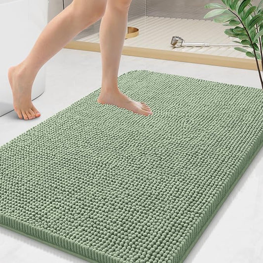 Arotive Bathroom Rugs 44x24, Extra Soft Absorbent Shaggy Chenille Bath Rugs, Machine Washable Rubber Backing Non-Slip Bath Mats for Bathroom Floor Tub and Shower, Home Decor Accessories, Sage Green