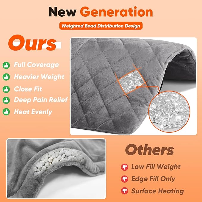 Weighted Heating Pad for Neck Shoulders and Back, Mothers Day Gifts for Mom Wife Grandma, Birthday Gifts for Women Men Dad, Instant Electric Heated Blanket with 9 Heat Options 4 Auto-Off Timer, Grey