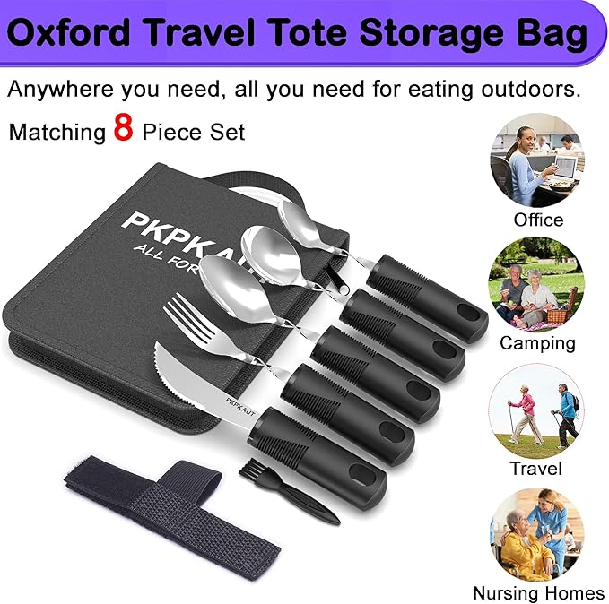 Adaptive Utensils for Parkinsons Patients Elderly, Weighted Utensils for Hand Tremors, Parkinsons Eating Utensils for Disabled People, Weighted Silverware for Hand Tremors Arthritic Hands