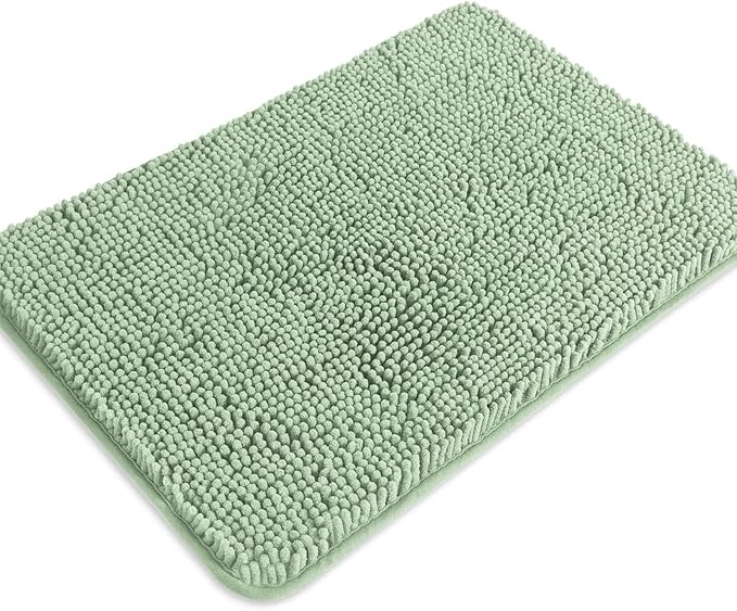 Sea Foam Bathroom Rugs – Absorbent and Washable Bath Mat, Non-Slip, Thick Soft Chenille Bath Rugs for Bathroom Floor, Shower, Sink - 17" x 24"